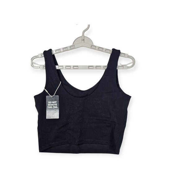 FawnFit Cropped Tank Top Bralette Women's Medium Black Activewear NWT - Picture 4 of 6